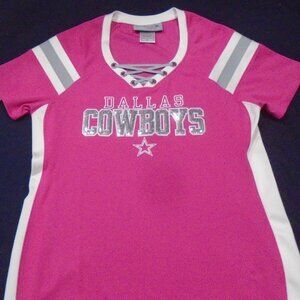 Dallas Cowboys Her Style Football  Sequins Jersey Top Lace up Front Size Medium